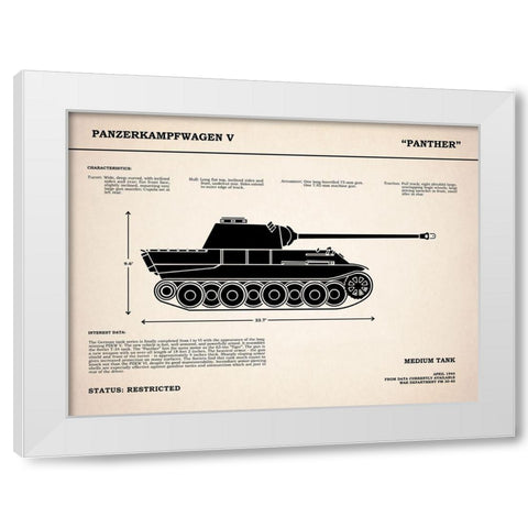 Panzer V Panther Tank White Modern Wood Framed Art Print by Rogan, Mark