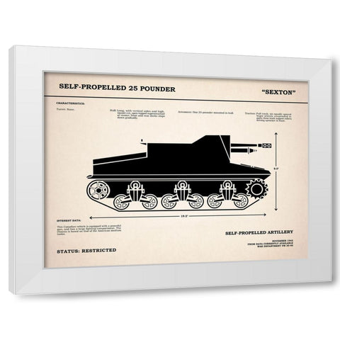 SelfPropelled 25Pounder Sexton White Modern Wood Framed Art Print by Rogan, Mark