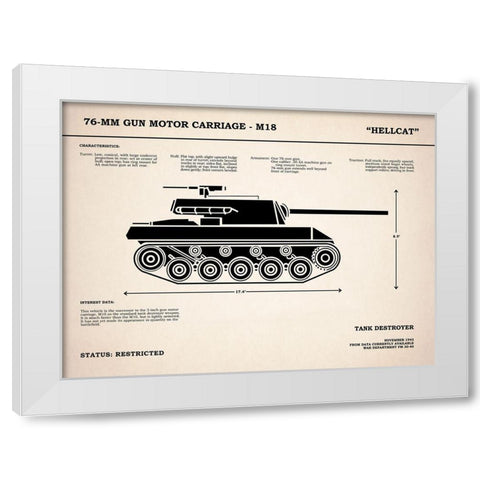 T70 76mm Gun Motor Carriage White Modern Wood Framed Art Print by Rogan, Mark