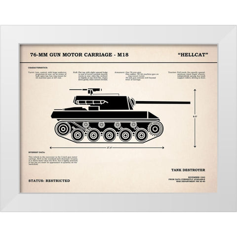 T70 76mm Gun Motor Carriage White Modern Wood Framed Art Print by Rogan, Mark