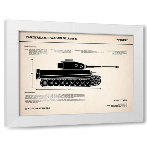 Tiger Tank White Modern Wood Framed Art Print by Rogan, Mark