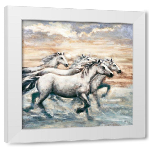 Running Horses II White Modern Wood Framed Art Print by Steele, Ralph