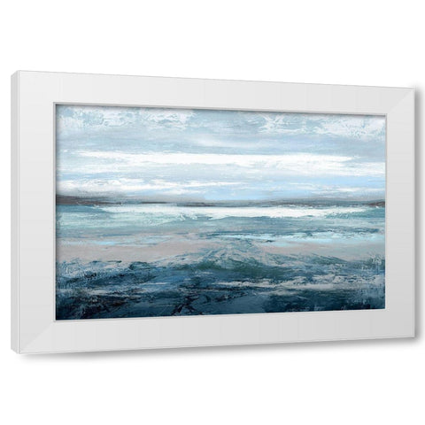 Aqua In Motion White Modern Wood Framed Art Print by Messina, Jake