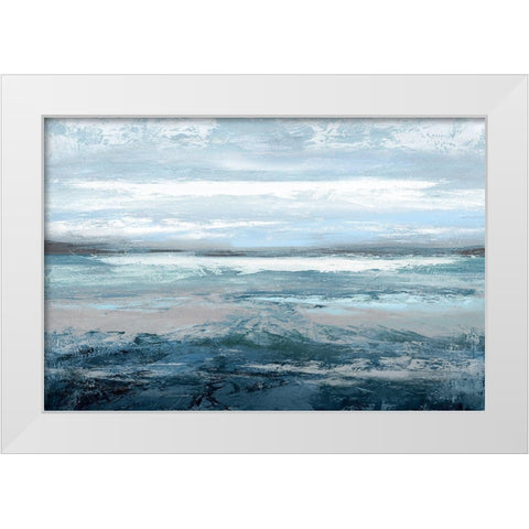 Aqua In Motion White Modern Wood Framed Art Print by Messina, Jake