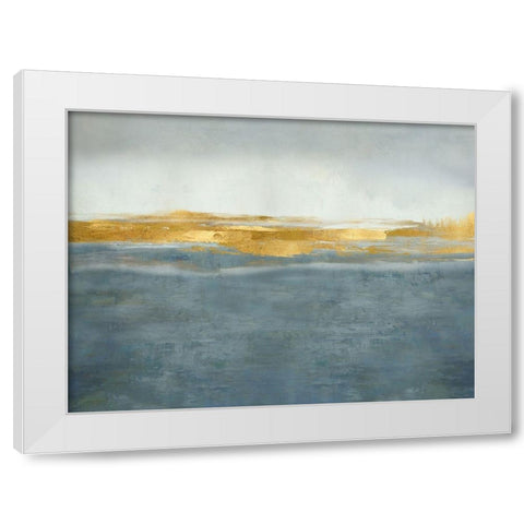 Linear Gold on Azure White Modern Wood Framed Art Print by Messina, Jake