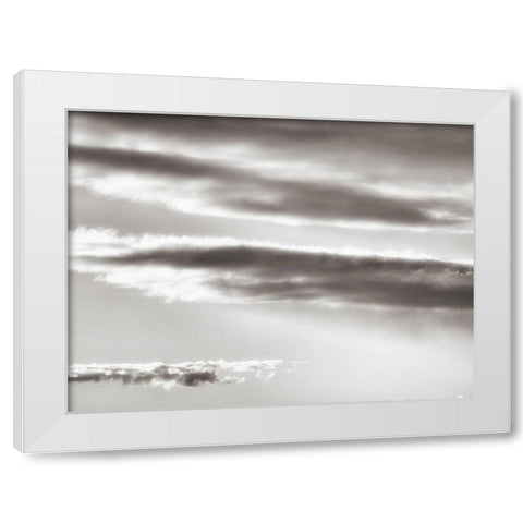 Black and white cloud formatio White Modern Wood Framed Art Print by Plank, Savanah