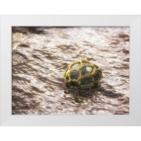 Vintage glass float White Modern Wood Framed Art Print by Plank, Savanah