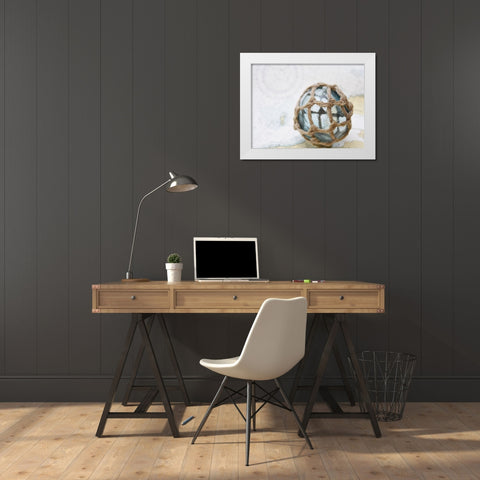 Fishing float on chart White Modern Wood Framed Art Print by Plank, Savanah