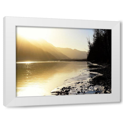 Knik River White Modern Wood Framed Art Print by Plank, Savanah