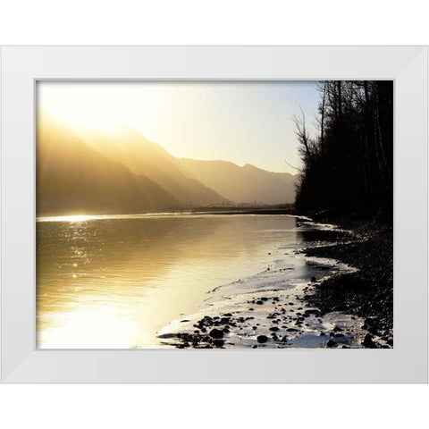 Knik River White Modern Wood Framed Art Print by Plank, Savanah