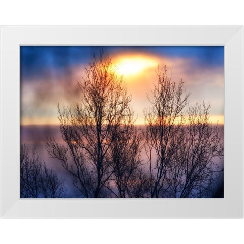 Abstract Sunset White Modern Wood Framed Art Print by Plank, Savanah
