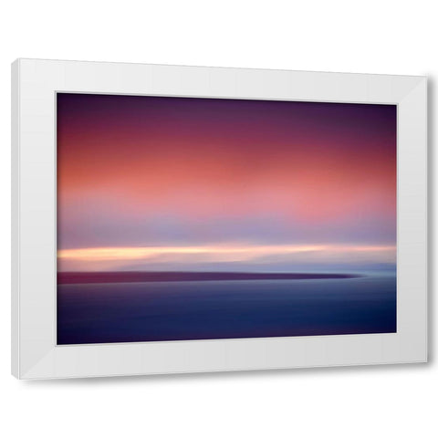Abstract Sunset White Modern Wood Framed Art Print by Plank, Savanah