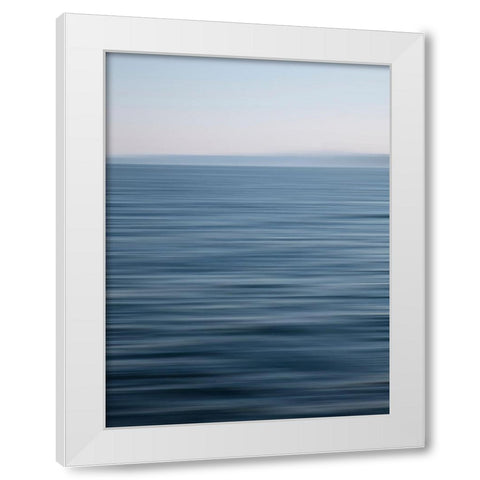 Abstract blue horizon White Modern Wood Framed Art Print by Plank, Savanah