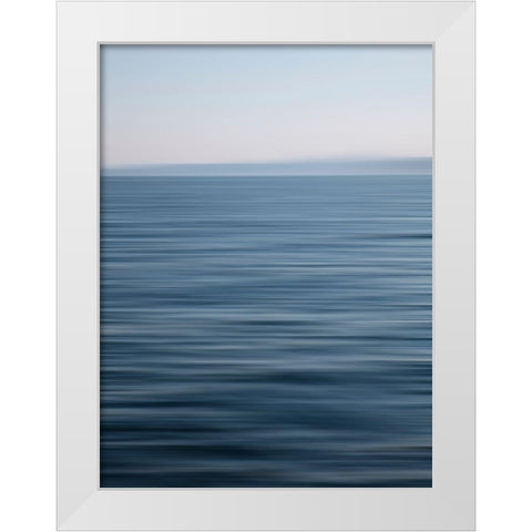 Abstract blue horizon White Modern Wood Framed Art Print by Plank, Savanah