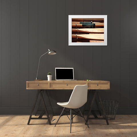 Wooden Oars White Modern Wood Framed Art Print by Plank, Savanah