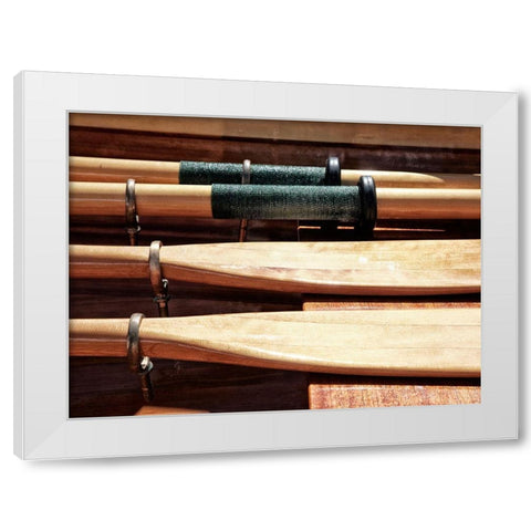 Wooden Oars White Modern Wood Framed Art Print by Plank, Savanah