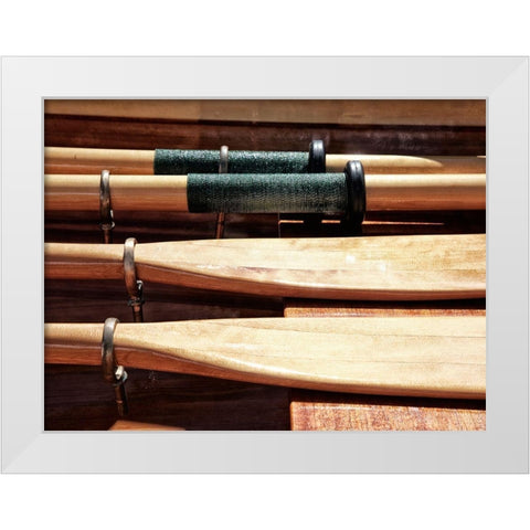 Wooden Oars White Modern Wood Framed Art Print by Plank, Savanah