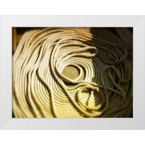 Boat line coiled White Modern Wood Framed Art Print by Plank, Savanah