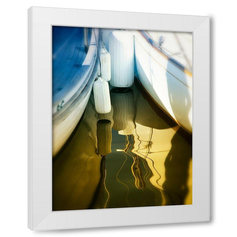 Sailboat summertime harbor White Modern Wood Framed Art Print by Plank, Savanah