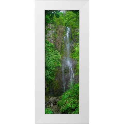 Maui Waterfall White Modern Wood Framed Art Print by Bennion, Scott