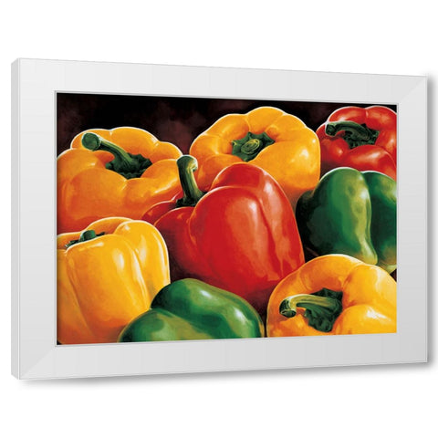 Peperoni White Modern Wood Framed Art Print by Mottinelli, Stefania