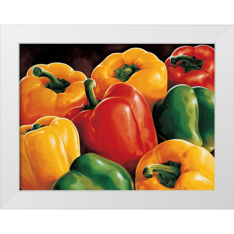 Peperoni White Modern Wood Framed Art Print by Mottinelli, Stefania