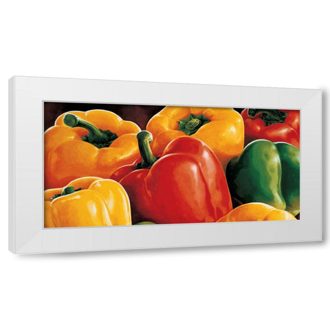 Peperoni White Modern Wood Framed Art Print by Mottinelli, Stefania