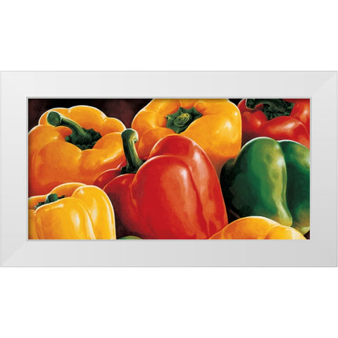 Peperoni White Modern Wood Framed Art Print by Mottinelli, Stefania