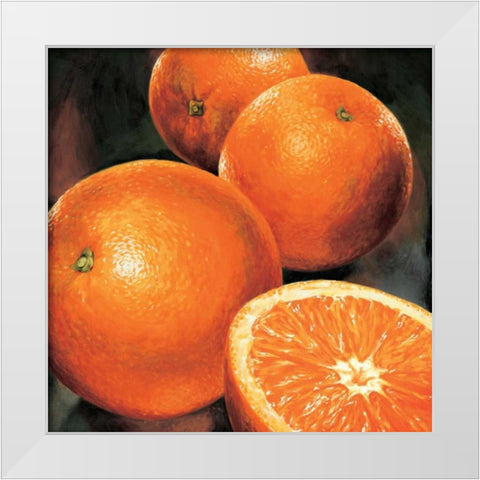 Arance White Modern Wood Framed Art Print by Mottinelli, Stefania