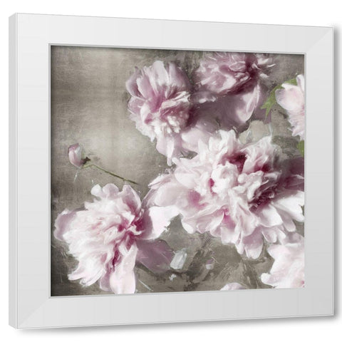 Peonies on Silver II White Modern Wood Framed Art Print by Sullivan, Shawna
