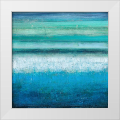 Aqua Tranquility White Modern Wood Framed Art Print by Hamilton, Taylor