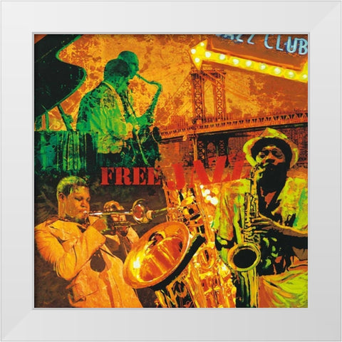 Free Jazz White Modern Wood Framed Art Print by Burke, Tyler