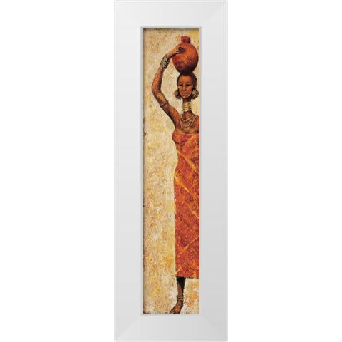 African Woman I White Modern Wood Framed Art Print by Halley, Terence