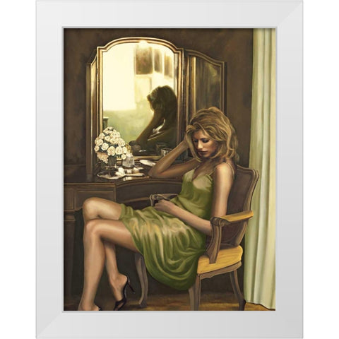 In Thought White Modern Wood Framed Art Print by Page, Thomas