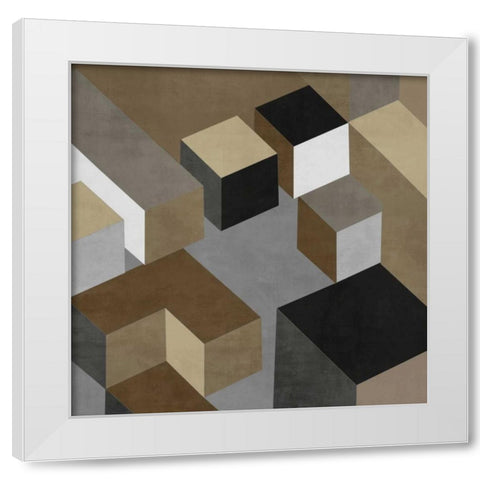 Cubic in Neutral I White Modern Wood Framed Art Print by Simmions, Todd