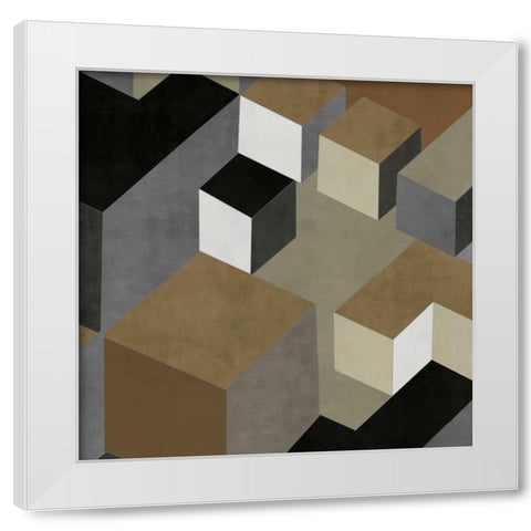 Cubic in Neutral II White Modern Wood Framed Art Print by Simmions, Todd