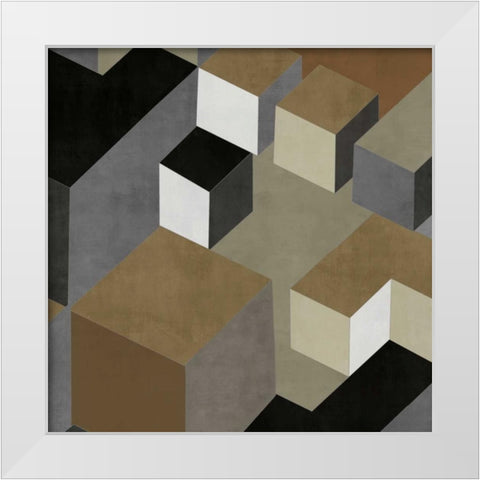 Cubic in Neutral II White Modern Wood Framed Art Print by Simmions, Todd