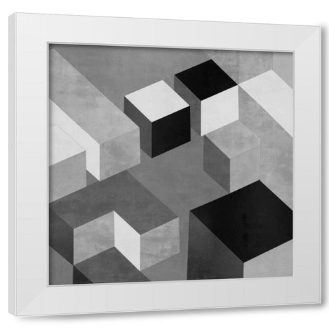 Cubic in Grey II White Modern Wood Framed Art Print by Simmons, Todd