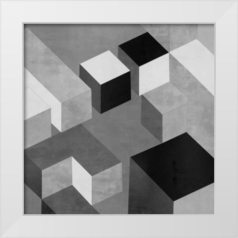 Cubic in Grey II White Modern Wood Framed Art Print by Simmons, Todd