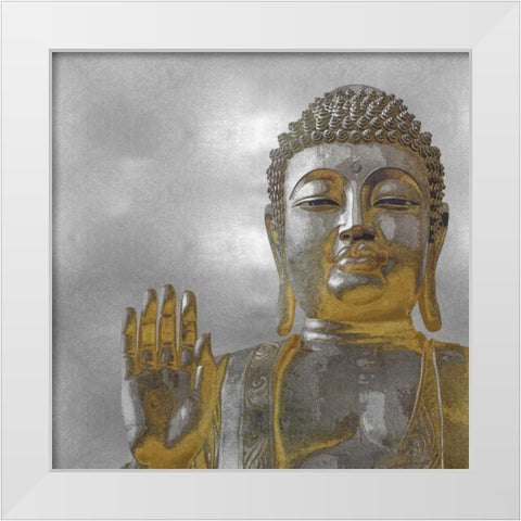 Silver and Gold Buddha White Modern Wood Framed Art Print by Bray, Tom