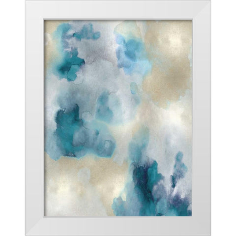 Whisper in Aqua I White Modern Wood Framed Art Print by Mitchell, Lauren