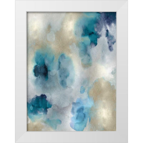 Whisper in Aqua II White Modern Wood Framed Art Print by Mitchell, Lauren