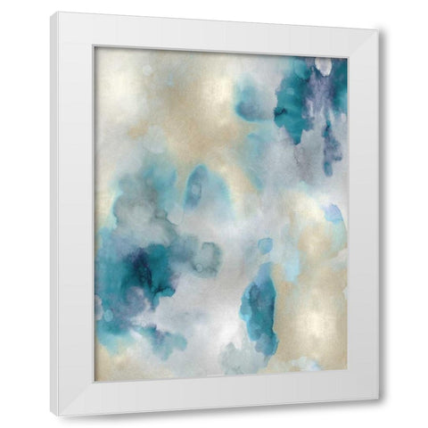 Whisper in Aqua III White Modern Wood Framed Art Print by Mitchell, Lauren