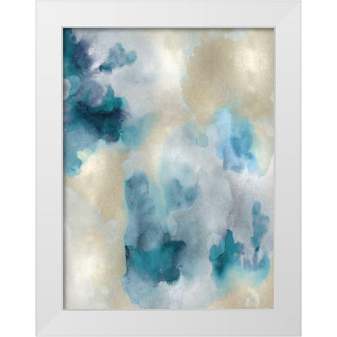 Whisper in Aqua IV White Modern Wood Framed Art Print by Mitchell, Lauren