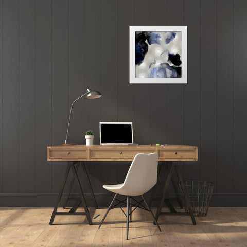Whisper in Indigo II White Modern Wood Framed Art Print by Mitchell, Lauren