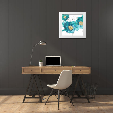Aqua Trio I White Modern Wood Framed Art Print by Austin, Vanessa
