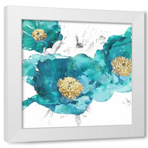 Aqua Trio I White Modern Wood Framed Art Print by Austin, Vanessa