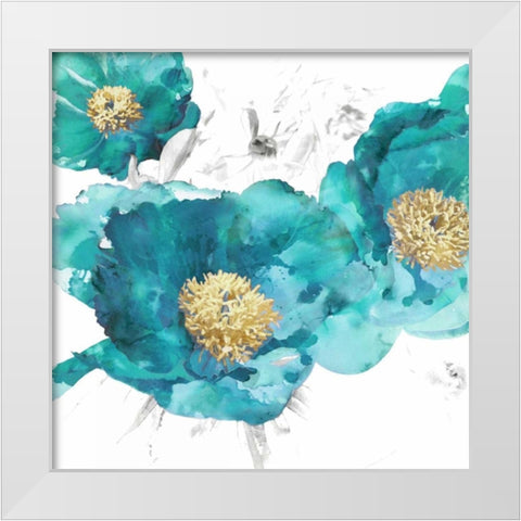 Aqua Trio I White Modern Wood Framed Art Print by Austin, Vanessa