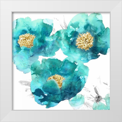 Aqua Trio II White Modern Wood Framed Art Print by Austin, Vanessa