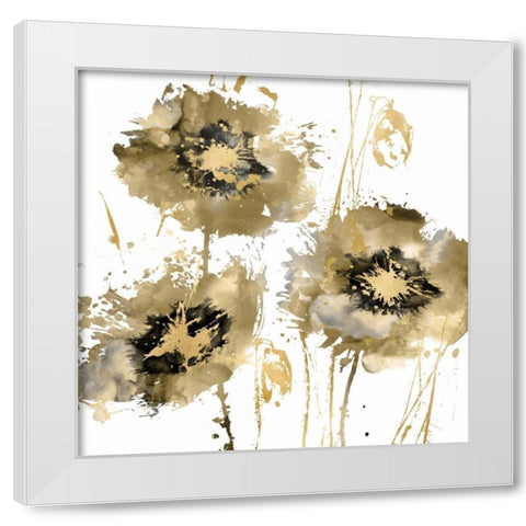 Flower Burst Trio in Gold White Modern Wood Framed Art Print by Austin, Vanessa